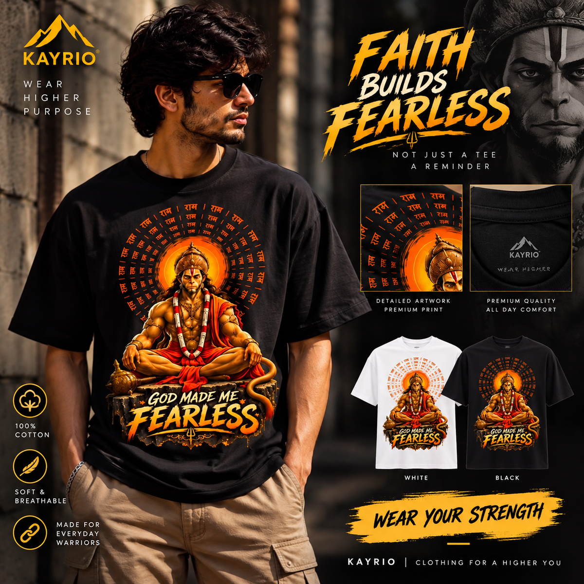 LORD HANUMAN MOTIVATIONAL TSHIRT
