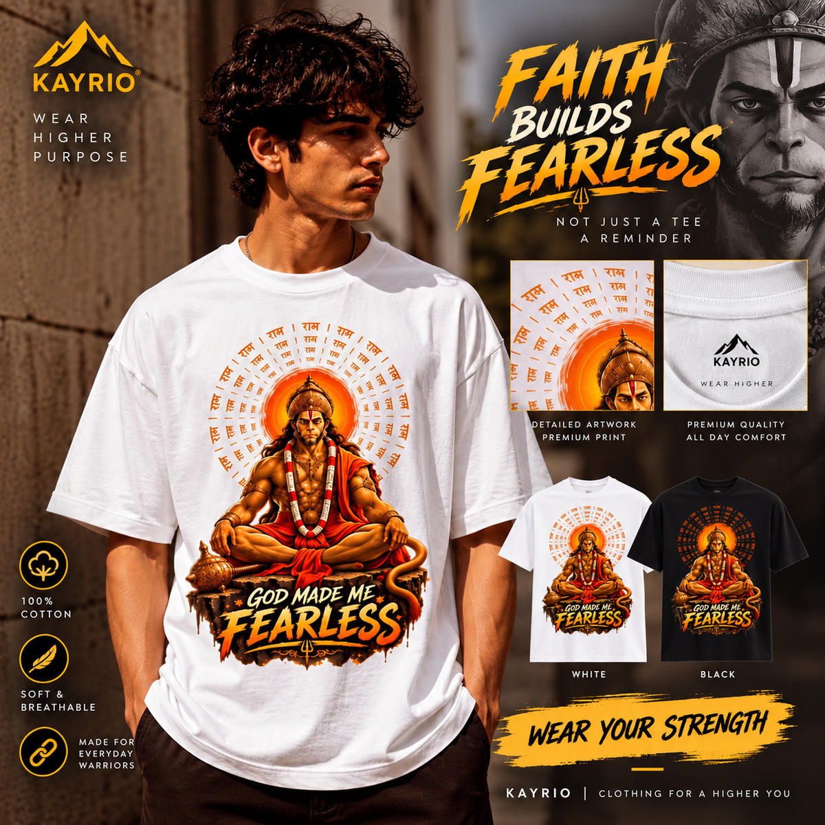 LORD HANUMAN MOTIVATIONAL TSHIRT